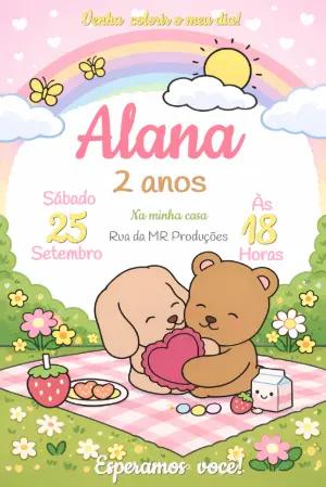 Convite de Aniversário Infantil Bobbie Goods Fofo para Editar