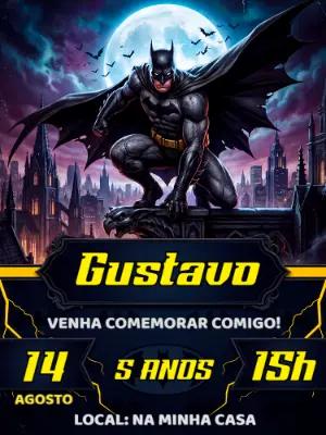 Convite de Aniversário Batman Sombrio para Editar