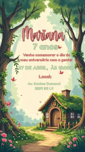Convite de Aniversário Bosque Encantado para Editar Online