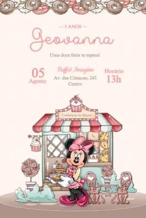 Convite de Aniversário Confeitaria da Minnie Editável