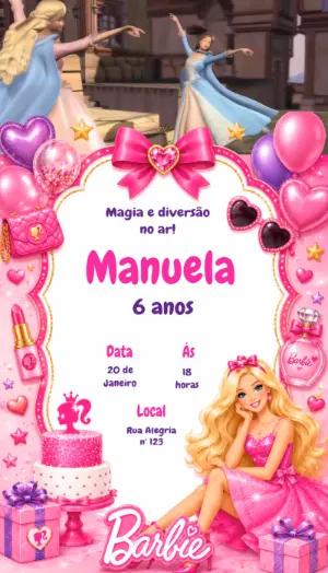 Convite Animado de Aniversário Barbie para Editar Online