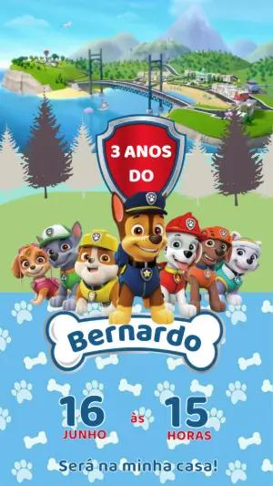 Convite Animado Aniversário Patrulha Canina para Editar Online