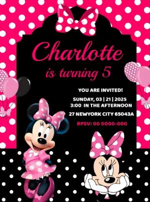 Minnie Mouse Pink Birthday Invitation to Edit Online