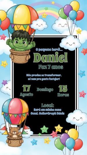 Convite Aniversário Incrível Hulk Baby para Editar Online