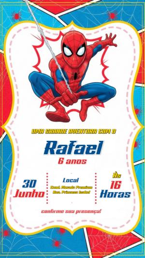 Convite Digital Editável Aniversário Infantil Homem-Aranha