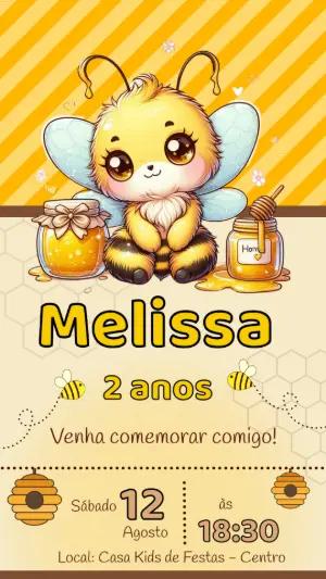 Convite Aniversário Abelhinha Fofa para Editar Online