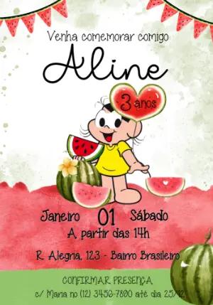 Convite de Aniversário Magali Melancia para Editar Online