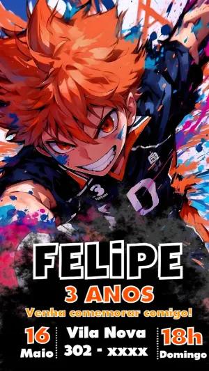 Convite de Aniversário Haikyu!! Modelo Digital Editável