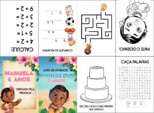 Livro de Atividades Moana Baby Editável para Festa Infantil