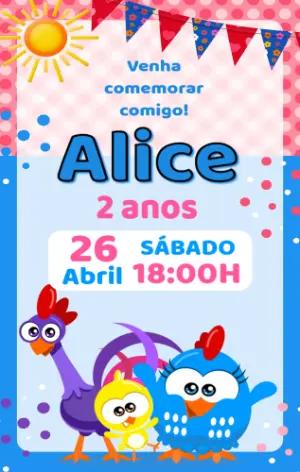 Convite Aniversário Galinha Pintadinha Mini para Editar Online