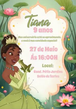 Convite Aniversário Princesa Tiana para Editar Online