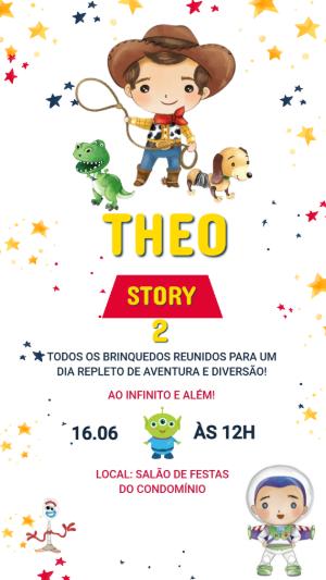 Convite de Aniversário Toy Story Aquarela para Editar Online