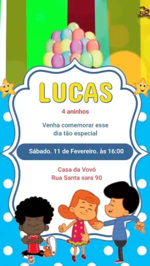 Convite Animado Aniversário Infantil Colorido para Editar