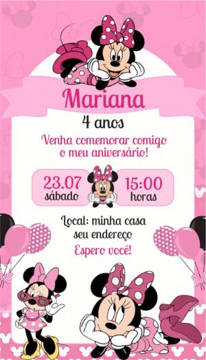 Convite Digital Minnie Rosa: Modelo de Aniversário Editável