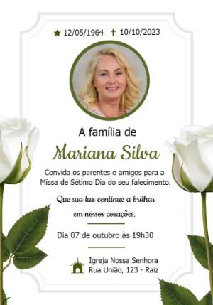 Convite Missa de Sétimo Dia com Foto para Editar Online