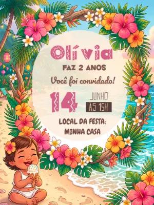 Convite Digital Moana Baby Editável