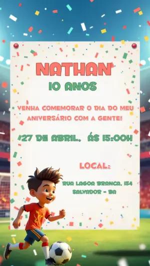 Convite de Aniversário Futebol com Menino para Editar Online