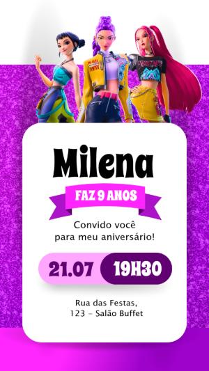 Convite de Aniversário Guerreiras do Kpop para Editar