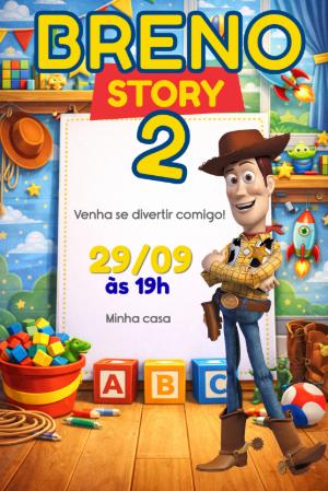 Convite de Aniversário Toy Story Colorido para Editar