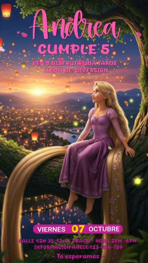 Video Invitación de Cumpleaños de Rapunzel para Editar Online