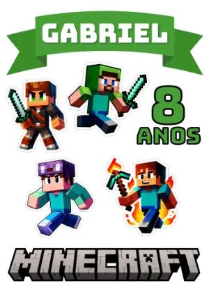 Topo de Bolo Minecraft com Personagens para Editar Online