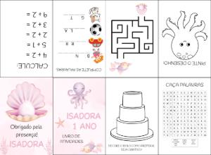 Mini Livro de Atividades Fundo do Mar Editável para Festa