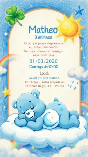 Vídeo Convite Aniversário Ursinhos Carinhosos Fofo para Editar