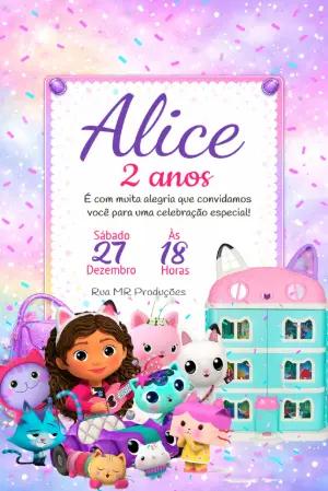 Convite de Aniversário A Casa Mágica da Gabby Editável