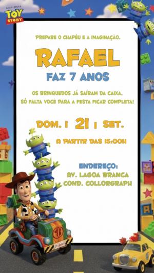 Convite de Aniversário Toy Story com Personagens para Editar