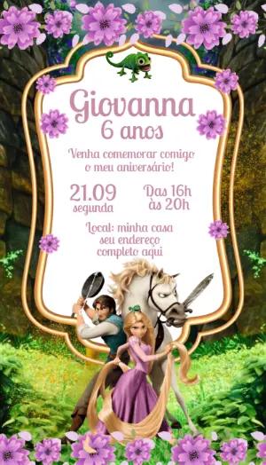 Convite de Aniversário Rapunzel Enrolados Editável