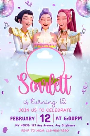 K-Pop Demon Hunter Birthday Party Invitation | Editable Digital Template