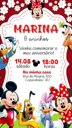 Convite Aniversário Turma do Mickey Mouse para Editar Online