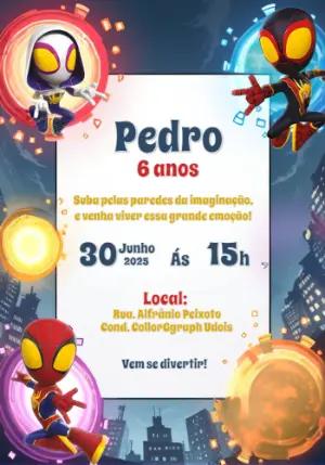 Convite Aniversário Spidey e Amigos para Editar Online