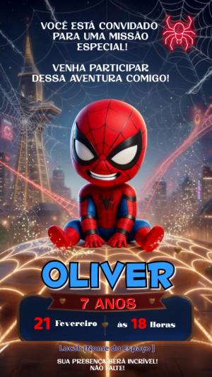 Convite Animado Aniversário Homem-Aranha para Editar