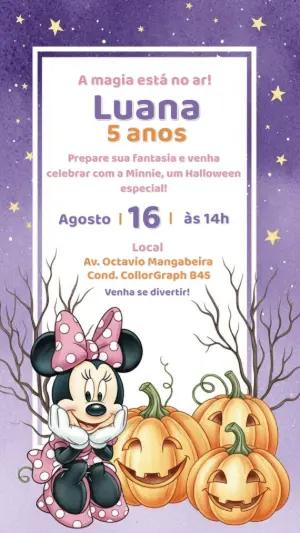 Convite Aniversário Minnie Halloween para Editar Online