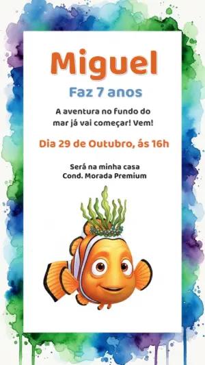 Convite de Aniversário Procurando Nemo para Editar Online