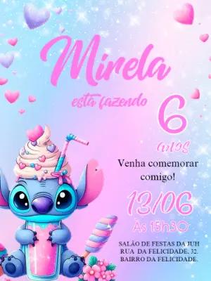 Convite de Aniversário Stitch Candy Editável Online