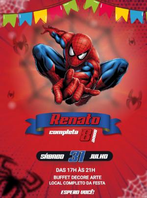Convite de Aniversário Homem Aranha para Editar Online
