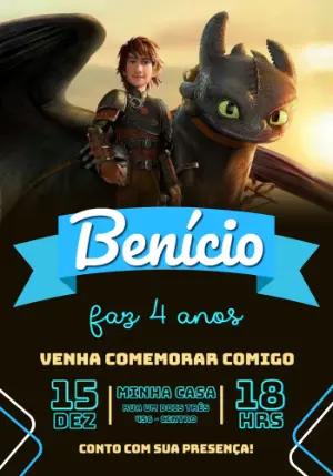 Convite de Aniversário Como Treinar o Seu Dragão Editável