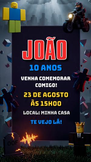 Convite de Aniversário Roblox Editável