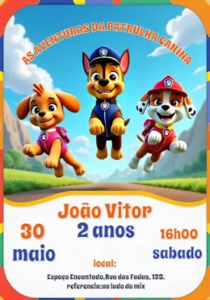 Convite de Aniversário Patrulha Canina Editável Online