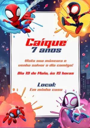 Convite de Aniversário Spidey e Seus Amigos para Editar Online