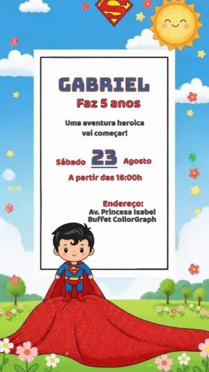 Convite Aniversário Superman para Editar Online