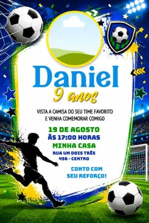 Convite de Aniversário Futebol com Foto para Editar