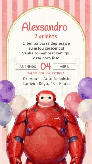 Convite de Aniversário Operação Big Hero Editável