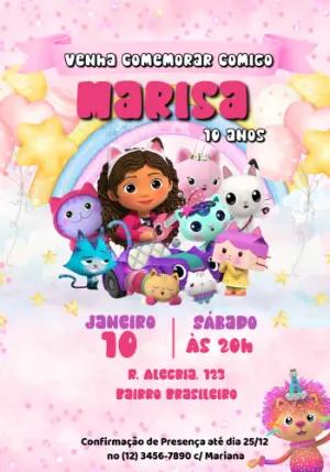 Convite de Aniversário Casa Mágica da Gabby Editável