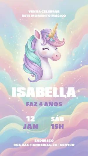 Convite de Aniversário Unicórnio Mágico para Editar Online