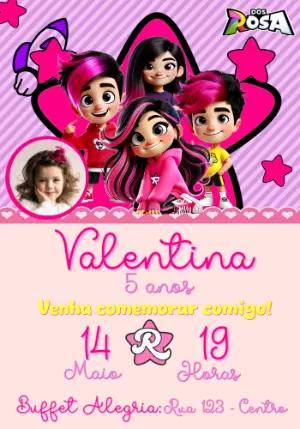 Convite Aniversário Dos Rosa com Foto para Editar