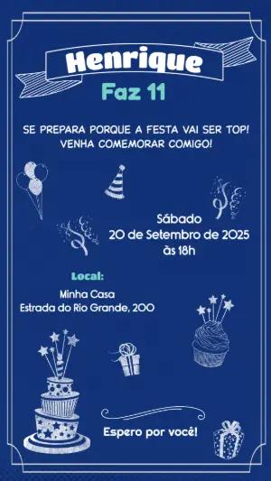 Convite de Aniversário Estilo Quadro Negro para Editar Online