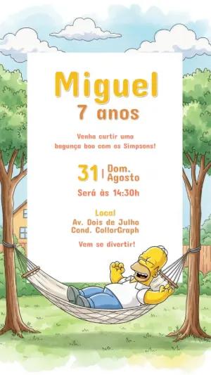 Convite de Aniversário Os Simpsons com Homer para Editar Online